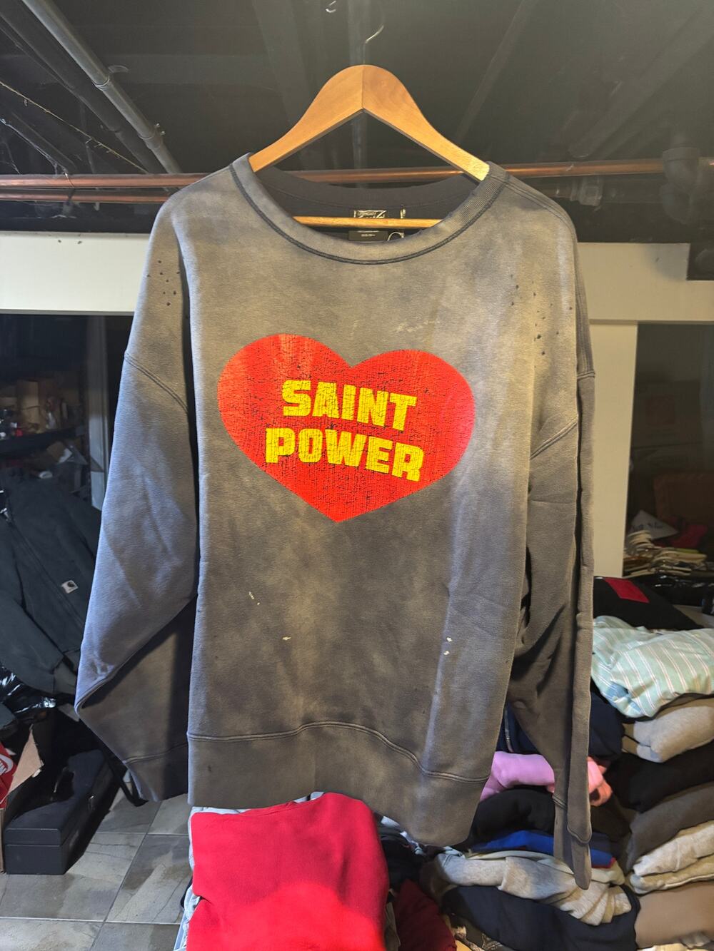 SAINT MXXXXXX saint power faded sweatshirt